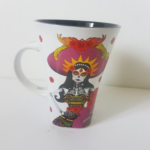 MEXICO Cancun Tall Mug Riviera Maya La Ktrini Coffee Tea Cup Souvenir - Picture 1 of 11